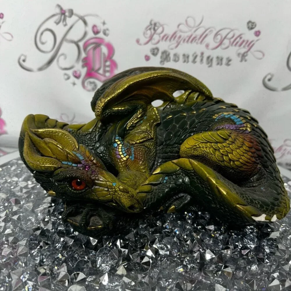 Windstone editions Hollywood California Decorative Dragon Figurine Green purple